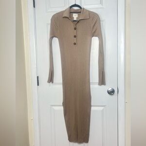 H&M Tan Long Sleeve Knit Dress